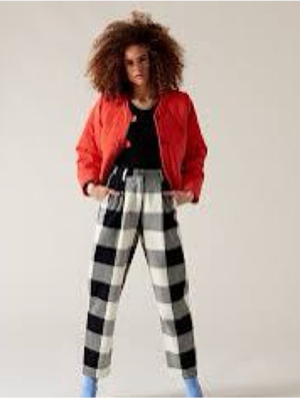 Mara Hoffman Dita Black & White Large Check Wide-Leg Pants
